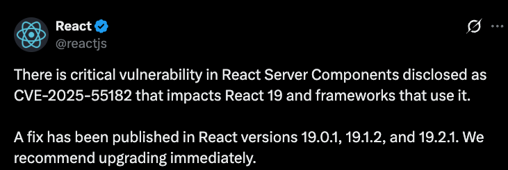 backend dev does frontend
vs
frontend dev does backend

#React2Shell