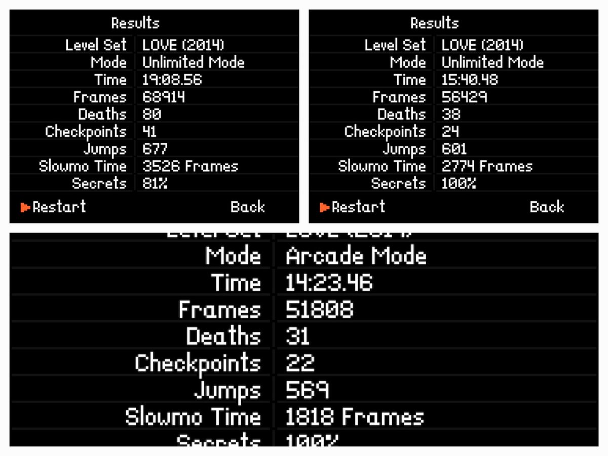 Love is a really fun precision platformer. It only has 16 levels so you can beat it pretty quickly. You can set checkpoints on any solid ground and also slow time down to time jumps better. #JustBeatIt