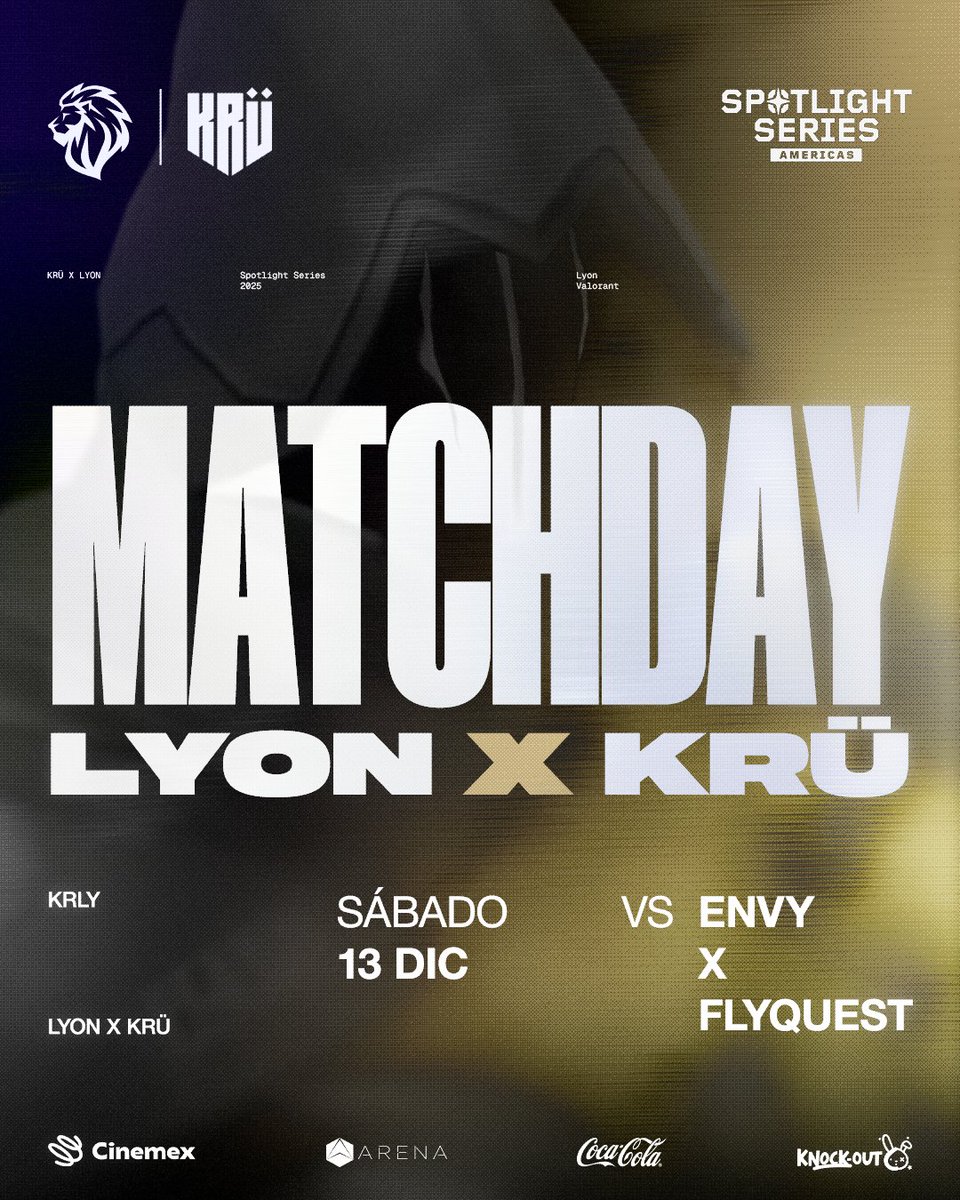 Hoy tenemos semifinales del Spotlight Series Américas 🤩

KRÜLY va contra <a href="/Envy/">ENVY</a> X <a href="/FlyQuestRED/">FLY RED</a> 🤟🦁

Nos vemos a las 14 hs 🇲🇽 15 hs 🇨🇴 17 hs 🇦🇷 en el Bo3 por el pase a la final 🫡