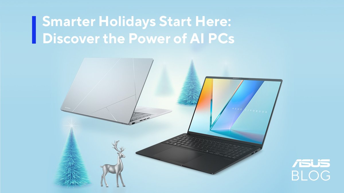 ASUS's tweet photo. Give the gift of innovation this holiday season with ASUS AI PCs — premium laptops built for creators, multitaskers, and tech lovers. Click the link below to learn why an AI PC from ASUS is the perfect gift idea.
https://t.co/1h1Wb44qCC
#ASUSBlog
#holidayseason2026 #gifttips https://t.co/XnntrraehM
