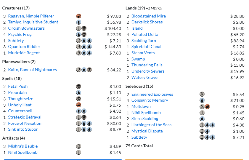 Played Grixis Froddler at FNM and it felt pretty strong.  Plenty of different spells to play each with diminishing returns so I aimed to play .5 less than I wanted of each.