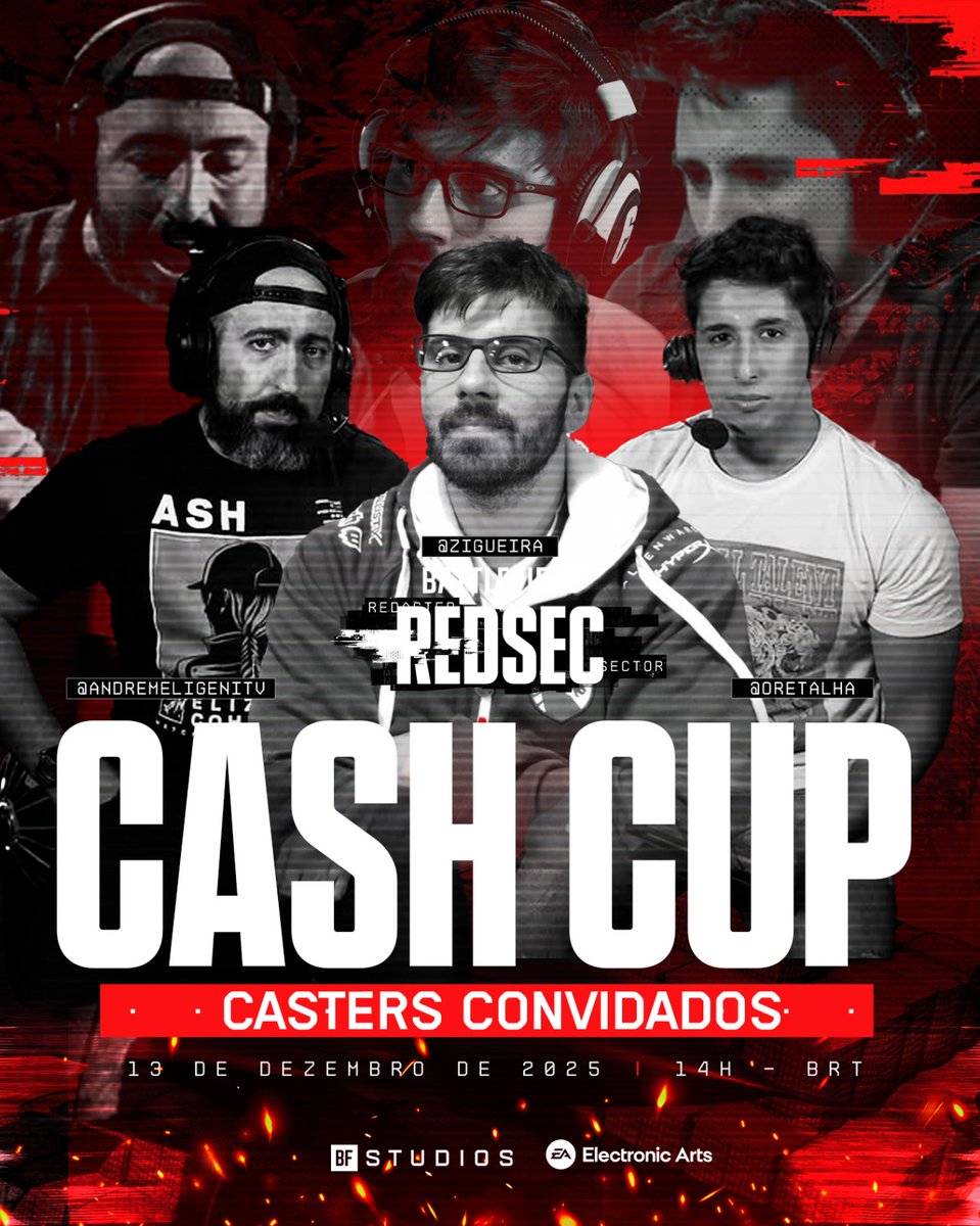 Live On Cavalaria!!! Teremos o primeiro campeonato de Battlefield 6 no modo REDSEC.Teremos 10 mil dólares de premiação, 5k pro primeiro, 3.5 pro segundo e 1.5k pro MVP. Algumas lendas estarão presente no campeonato, mas cola na live pra saber quem são! <a href="/_EABrasil/">EA Brasil</a>...