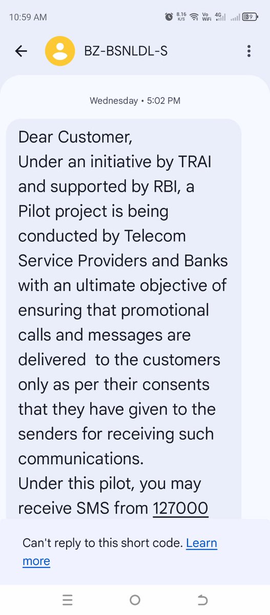 NagendraNathS18's tweet photo. Sir I take sim of bsnl in 2004 but suddenly bsnl tower in my mobile is gone from Wednesday. When contacted customer care I was told that it is not a bsnl number and the number is not registered . I am attaching my last message of bsnl  send by bsnl on Wednesday. https://t.co/ww14B0M5Z9
