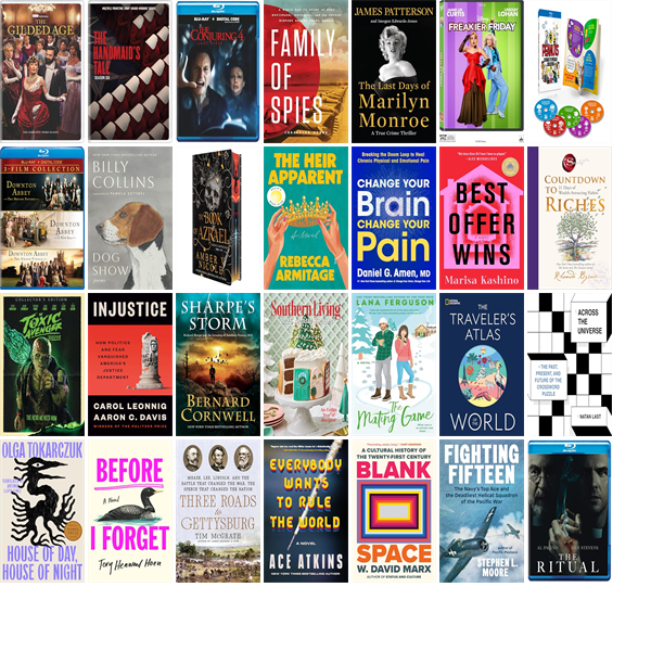 LiverpoolPubLib's tweet photo. This week the Liverpool Public Library has 101 new books and fourteen new movies.  New items include The Gilded Age. https://t.co/S3bWVtte39 https://t.co/fbNnZyFS9M