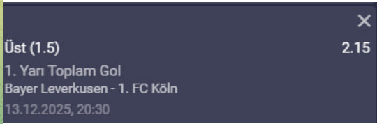 Tahminturka's tweet photo. 🏟 Bayer Leverkusen - 1. FC Köln 
🏆Lig: Bundesliga 
💰Oran: 2.15 
⚽️ Tahmin : İY 1.5 Üst
💬 bol gollü bir müsabaka beklenmektedir 

#kupon #bahis #canlibahis  #banko
TG: https://t.co/ah0dPJkbE3
Oynadığımız Site : https://t.co/Du5qp19co7 https://t.co/2UhuD1Qggs