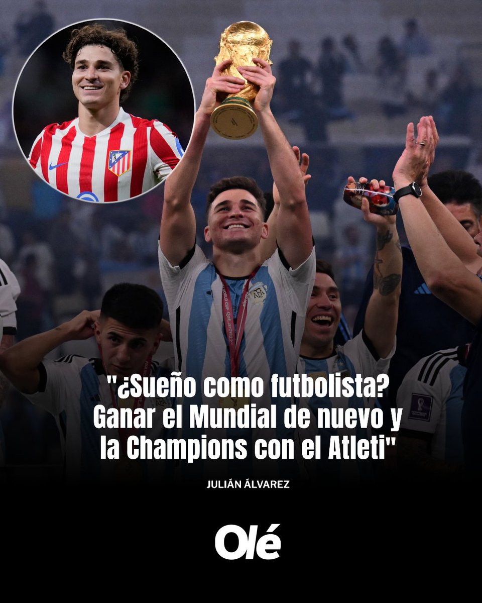 "GANAR EL MUNDIAL DE NUEVO Y LA CHAMPIONS" 🏆

⚽️ En un video con REYSA B, creador de contenido de fútbol, Julián Álvarez contó su sueño como jugador