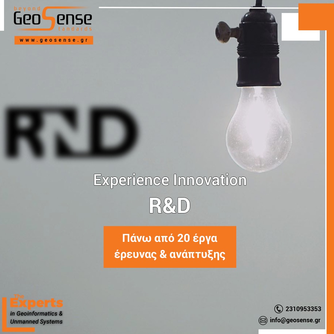 🟠 R&amp;D
👊 Υλοποίηση περισσότερων από 20, πολυεπίπεδων τεχνολογικά και τεχνικά, έργων που συμβάλλουν στην ανάπτυξη καινοτόμων λύσεων.

Μάθετε περισσότερα:
👉 geosense.gr/rnd/

🟠 GeoSense, The Experts in Geoinformatics &amp; Unmanned Systems