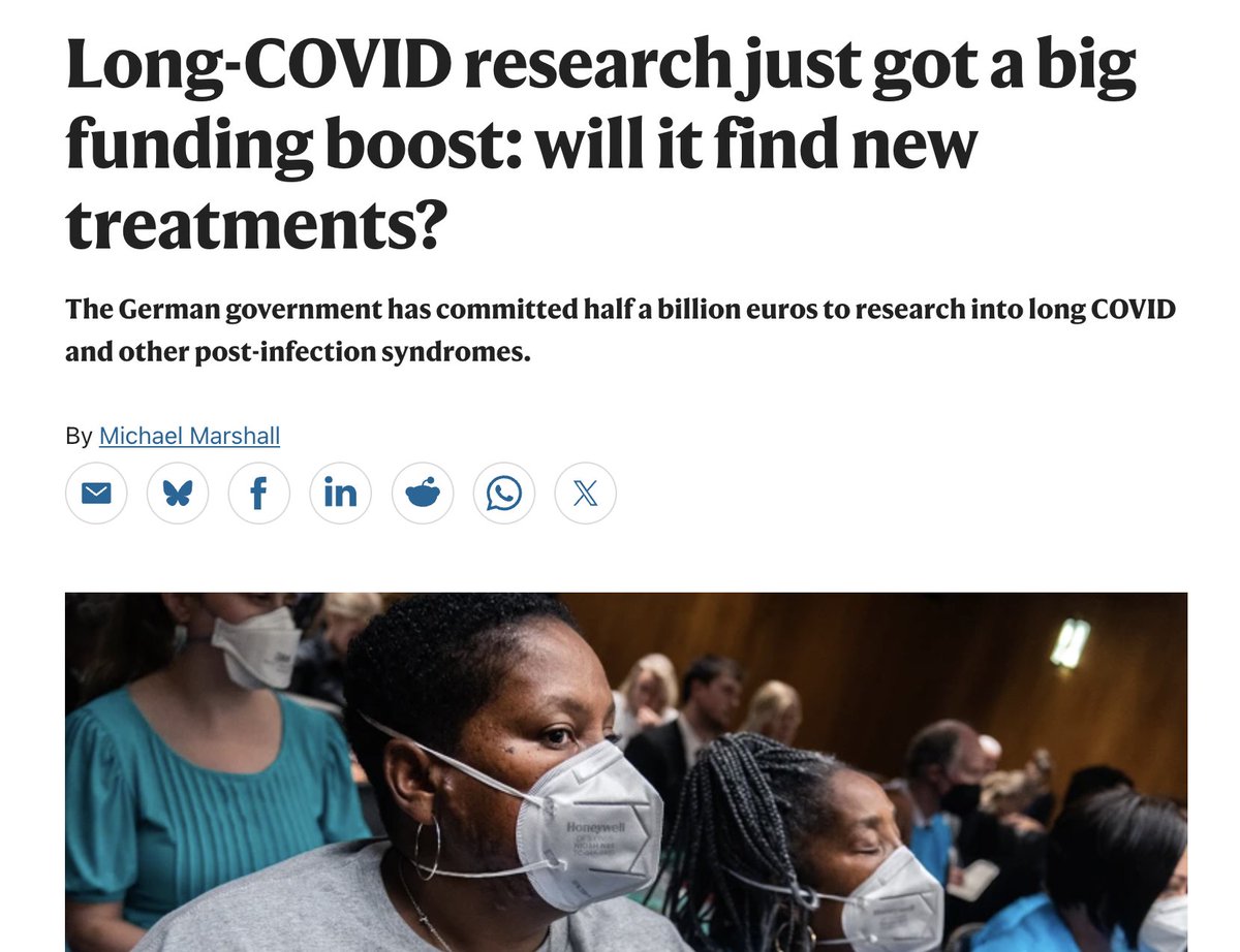 1) Nature had a brief news article about the German investment in research on ME/CFS and Long Covid. 

Some quotes from scientists:

“This is really major funding,” says Rafael Mikolajczyk, an epidemiologist at Martin Luther University Halle-Wittenberg in Germany.