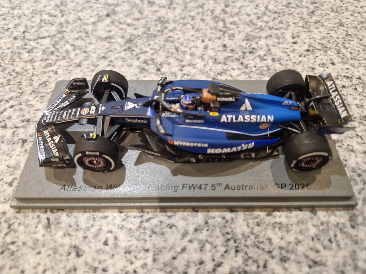 New arrival 1:43 Williams FW47 Alex Albon 5th Australian GP 2025 (Spark) 🙂 

@WilliamsRacing 
<a href="/GulfOilIntl/">Gulf Oil International</a> 
<a href="/alex_albon/">Alex Albon</a>