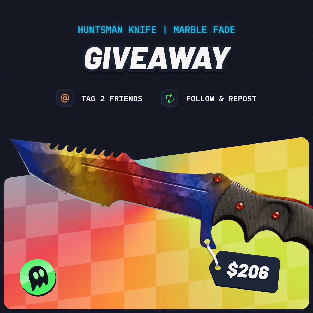 Slamsa's tweet image. 🎁Huntsman Marble Fade Giveaway!!!💥

 How to Enter: 
✅ Follow @Slamsawtf + @skinscom 
✅ Like and Retweet this post!
✅ Tag 2 friends!

Don't miss your shot at this insane skin! Good luck! ⏰