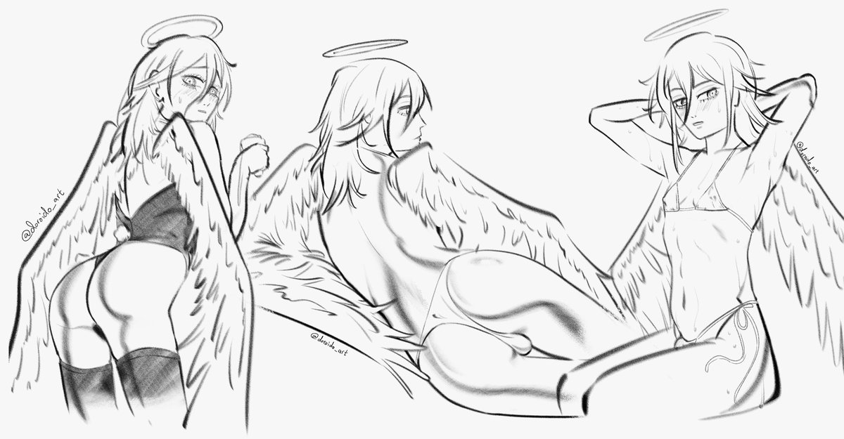 Sketches of Angel Devil. This brush is too fun to draw with😭