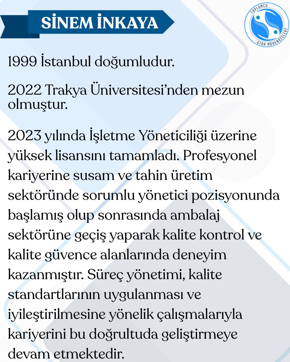 Yönetim kurulu adaylarımızdan Sinem İnkaya 💙