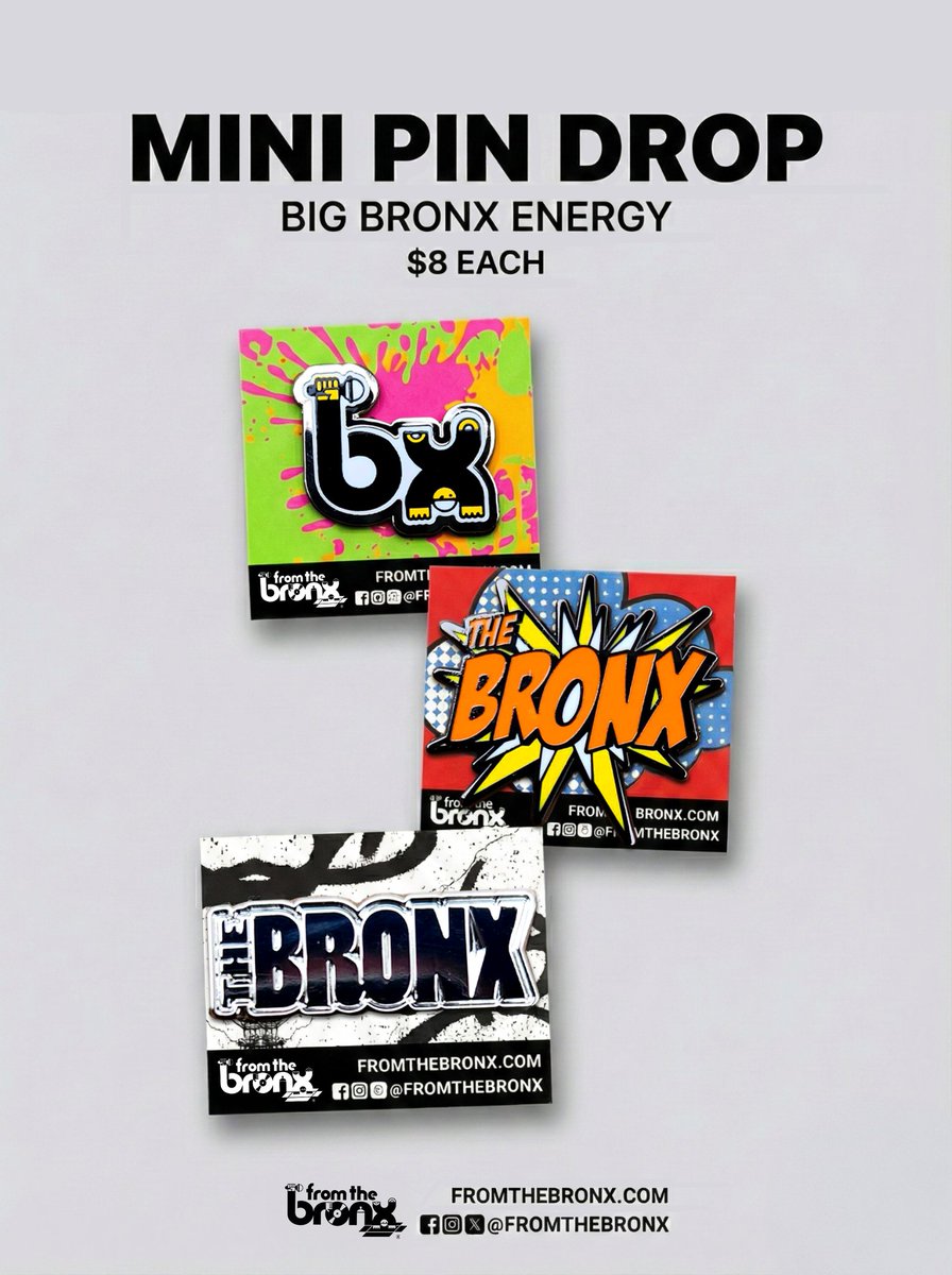 Small pins. BIG BRONX ENERGY. 🗽🔥

​Our new Mini Pins just hit the shop! At $8, you can rep The BX without breaking the bank.

​Still shopping for holiday gifts? These make the perfect stocking stuffer or a little treat for yourself 😉

🌐 ​Shop the drop FromTheBronx.com