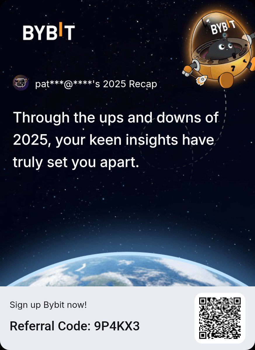 PathikD95001035's tweet photo. Unlock your 2025 recap and chart what’s next with me! New users can also win a 6,135 USDT reward.
#My2025YearlyRecap #BybitRecap #Bybit2025 #CryptoRecap2025 #BybitRecap2025
 https://t.co/WkVxTHkSYE https://t.co/A7NMRqONS0