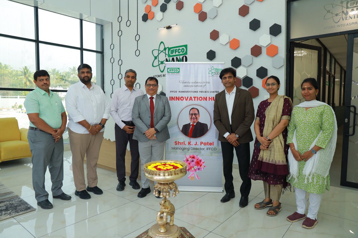 KiritkrJPatel's tweet photo. Today, I visited the IFFCO–NanoVentions nano-fertilizer plant in Coimbatore, Tamil Nadu. I was glad to receive a warm welcome from Dr. Lakshmanan, Managing Director of IFFCO–NanoVentions, along with senior plant officials and Shri Suresh N., State Marketing Manager, Tamil Nadu. I also interacted with the scientists and officials at the facility.
@nanoventions