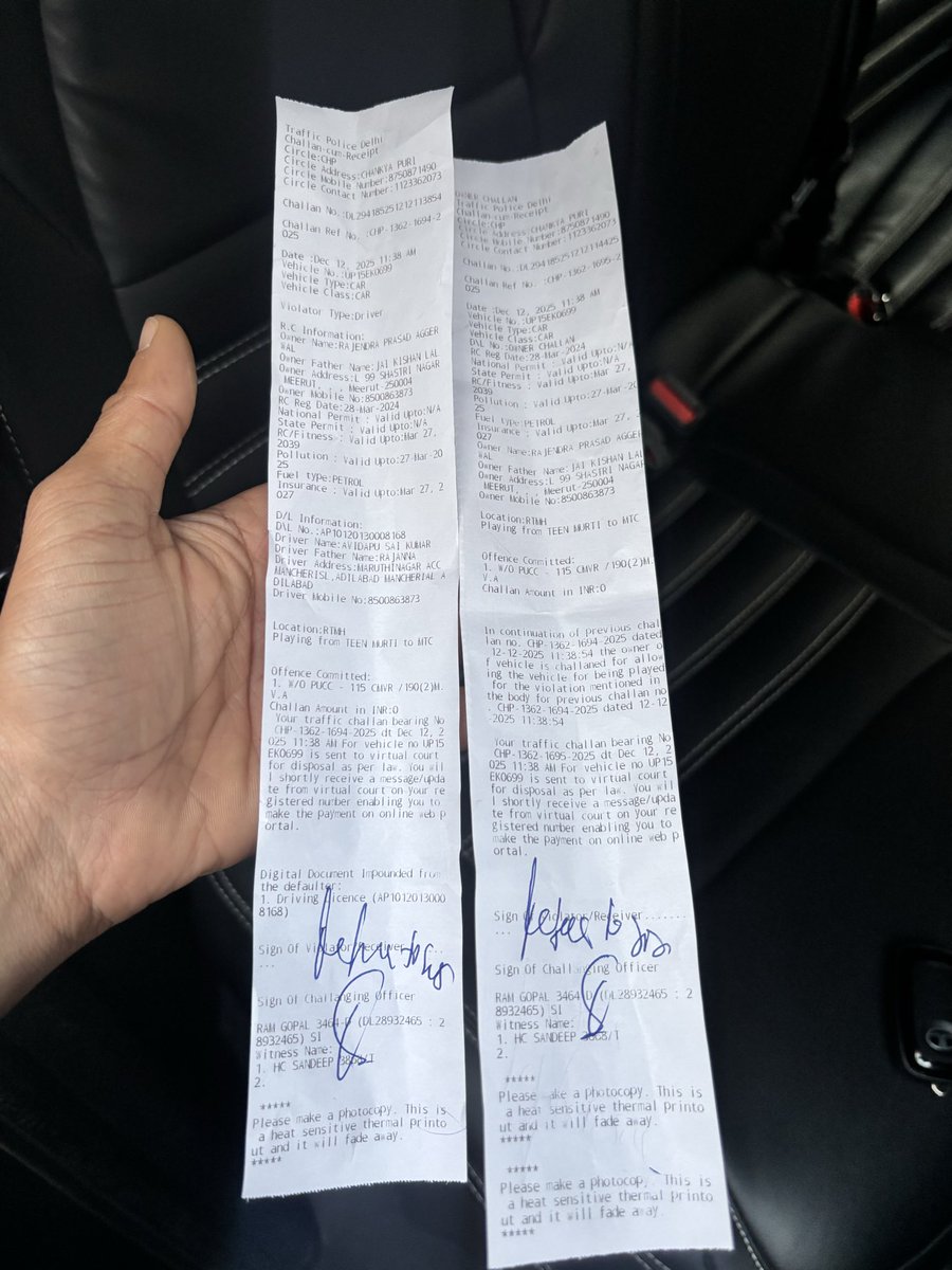 saibakki_'s tweet photo. @dtptraffic @CMODelhi @DelhiGovDigital Thank you. I will contact the helpline as suggested. 
Requesting your support to review this challan. I am attaching all relevant documents, which clearly show that my car is brand new &amp; has valid PUC &amp; fitness records, with emissions well within limits. https://t.co/l78JfVnLMj