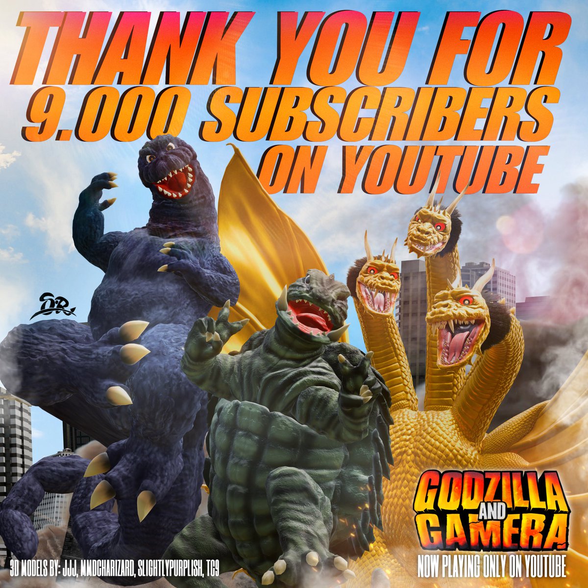 StuResurgence's tweet photo. The Godzilla and Gamera | 3D Animation cast are thanking you for 9.000 subscribers on YouTube!

3D Models by: JJJ, @MMDCharizard, @purplthenurpl, TC9

#godzilla #gamera #3danimation #kingghidorah #youtubeanimation #ゴジラ #ガメラ https://t.co/rUcIcbHkHR