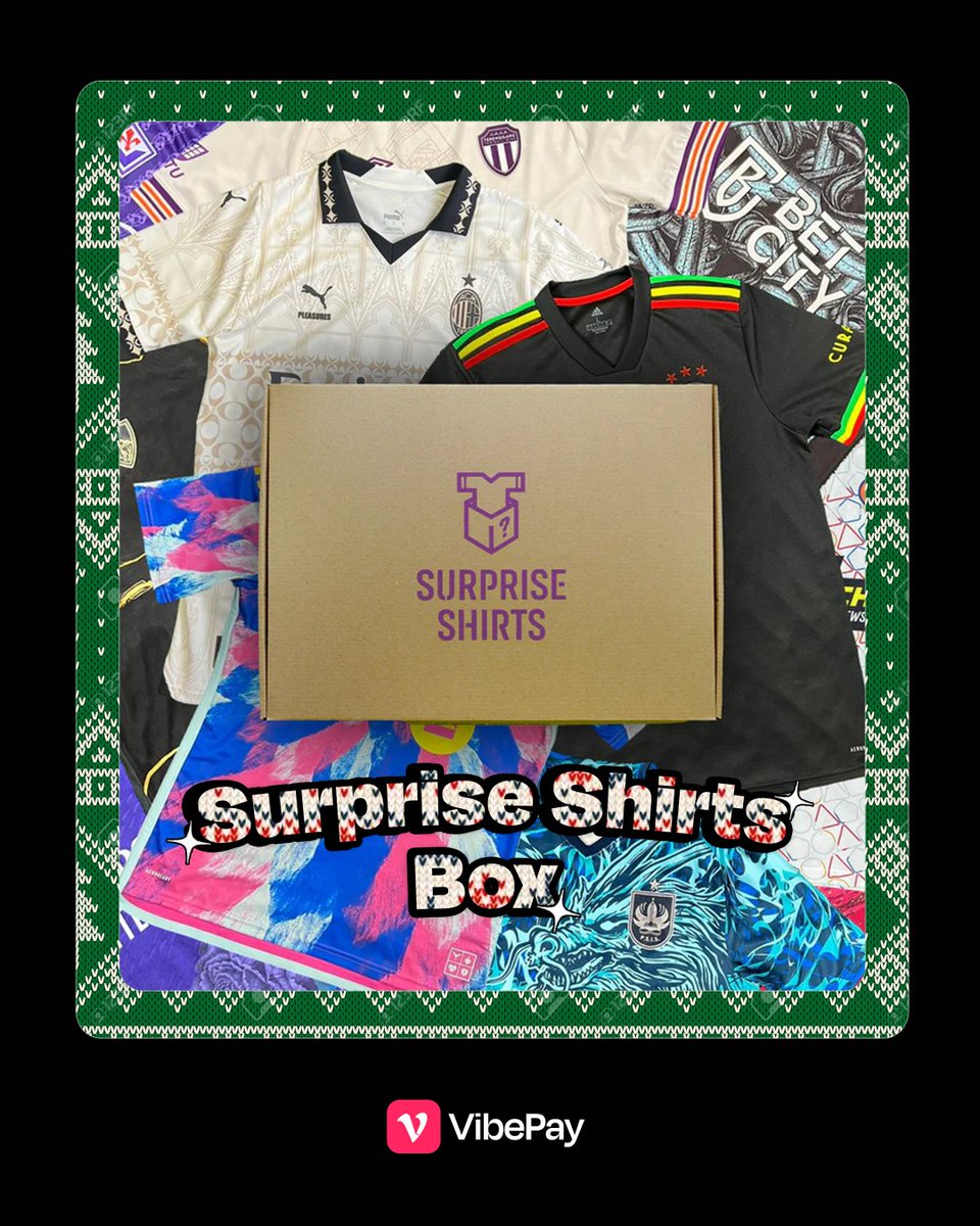 VibePay's tweet image. Today’s another one for the football lovers… or the chaos lovers 😮‍💨✨

We’re giving away 1 shirt from SurpriseShirts — you won’t know which team, which year, or which design… but that’s all part of the vibes 👀🔥

To enter:
👉 Follow @VibePay
❤️ Like this post
💬 Comment what…