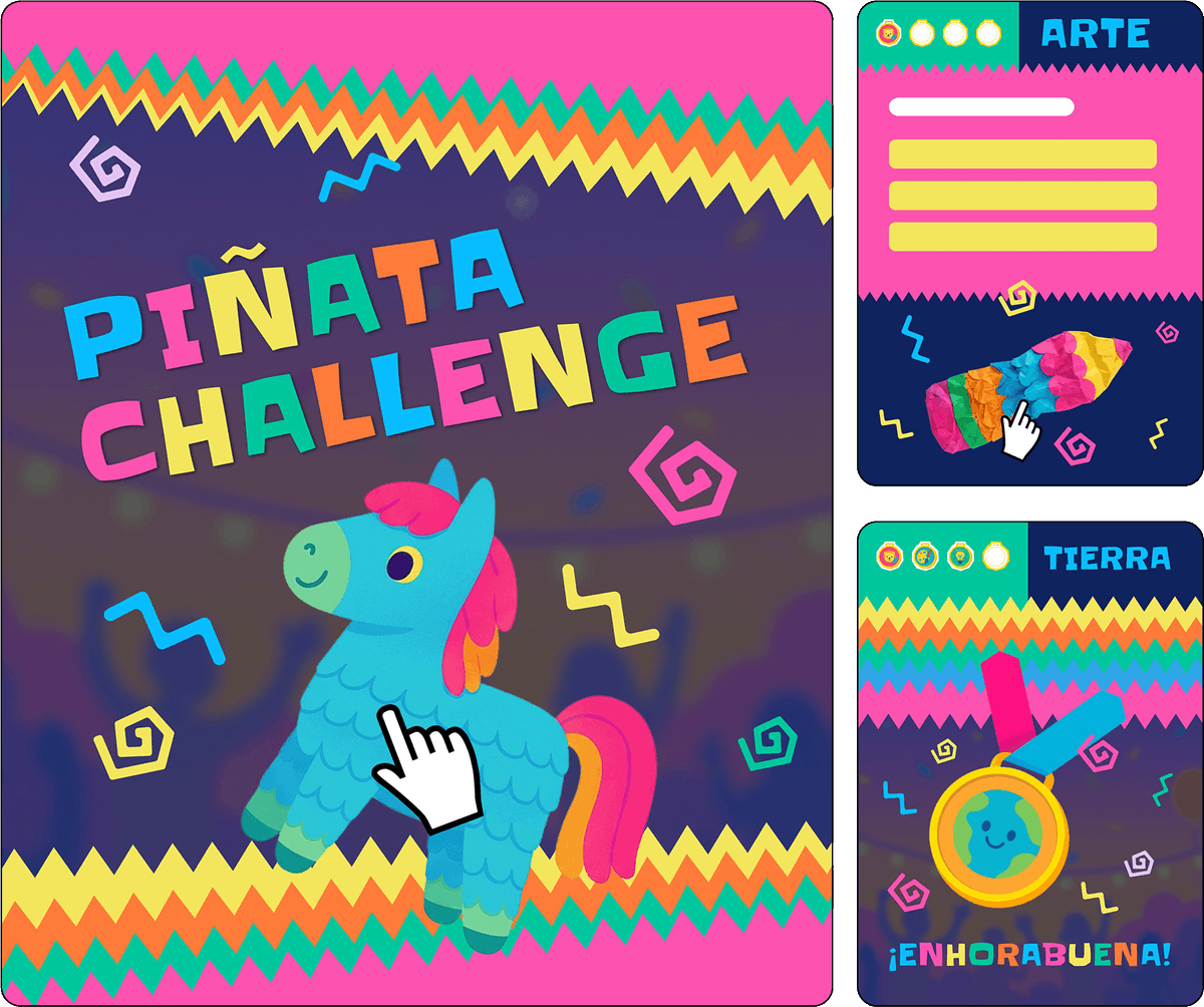 Un minijuego donde las respuestas correctas permiten romper la piñata y descubrir una sorpresa. Perfecto para motivar al alumnado al completar tareas o simplemente para divertirte en clase o en familia. Prueba esta plantilla: genially.com/es/plantilla/p…