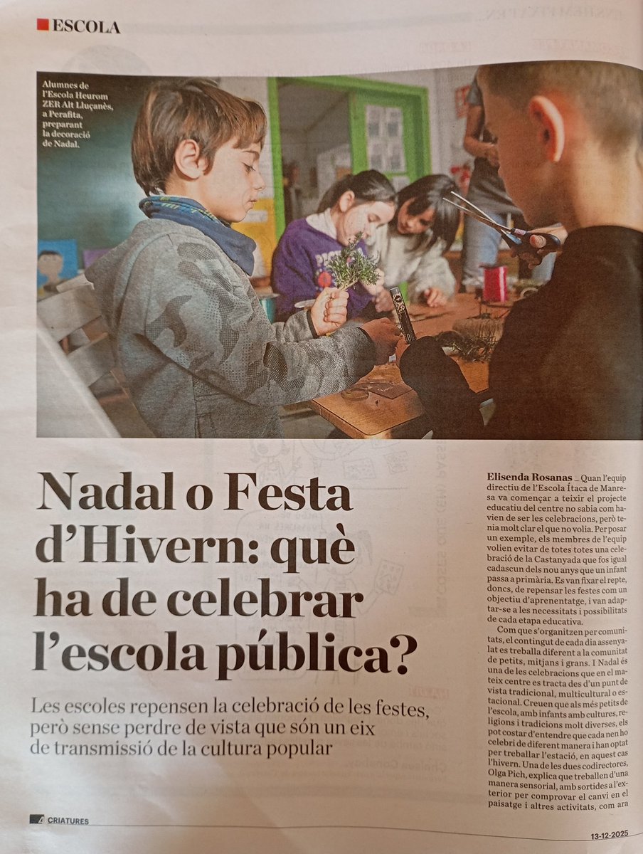 EscolaHeurom's tweet photo. La vida de la nostra escola il.lustra avui el @Criatures_cat amb unes fotos precioses d'en #PereTordera https://t.co/FebsQngaAC
