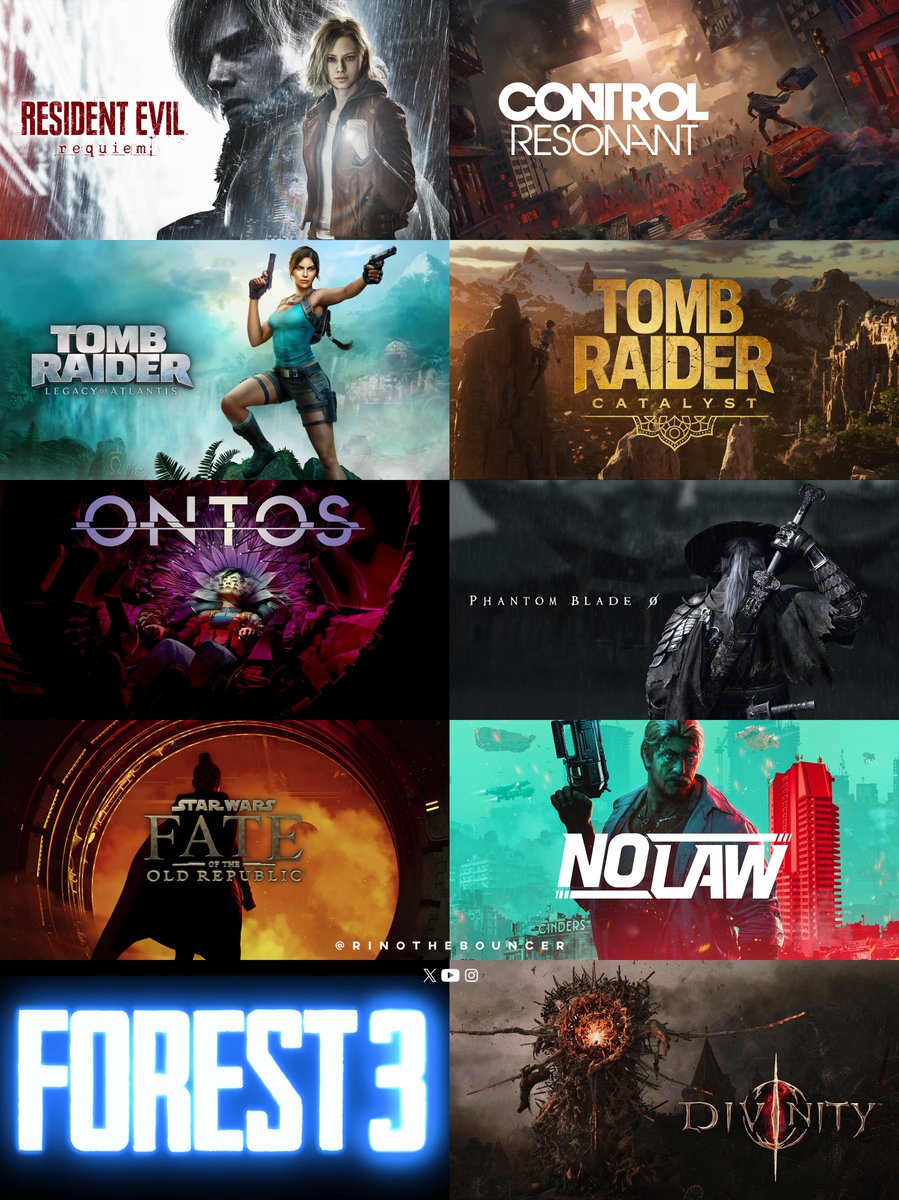 RinoTheBouncer's tweet image. What games from these are you hyped for?🚀

✅Resident Evil: Requiem (2/27)
✅CONTROL: Resonant (2026)
✅Tomb Raider: Legacy of Atlantis (2026)
✅Tomb Raider: Catalyst (2027)
✅ONTOS (2026)
✅Phantom Blade 0 (9/9)
✅Star Wars: Fate of the Old Republic (TBA)
✅No Law (TBA)