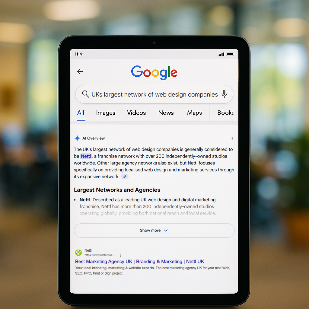 NEWSFLASH ⚡ Google’s new AI mode is now baked into Google search results as standard. 

Your brand could be pushed even further down the page if you don’t adapt. 

Want to stay visible in an AI first SERP? 
Dive into AI SEO in our latest blog post (Search Nettl AI SEO)