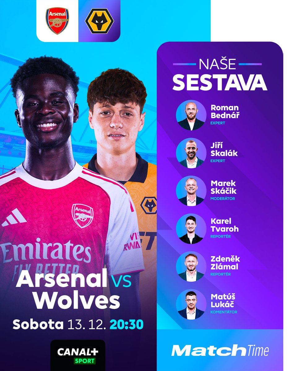 Vedoucí Arsenal proti beznadějně posledním Vlkům! Potvrdí se papírové předpoklady? 🤔

Studio Match Time i s našimi londýnskými reportéry <a href="/TvarohKarel/">Karel Tvaroh</a> a <a href="/BobbyZlamal/">Zdeněk Zlámal</a> startuje na CANAL+ Sport ve 20:30. 🖤💚