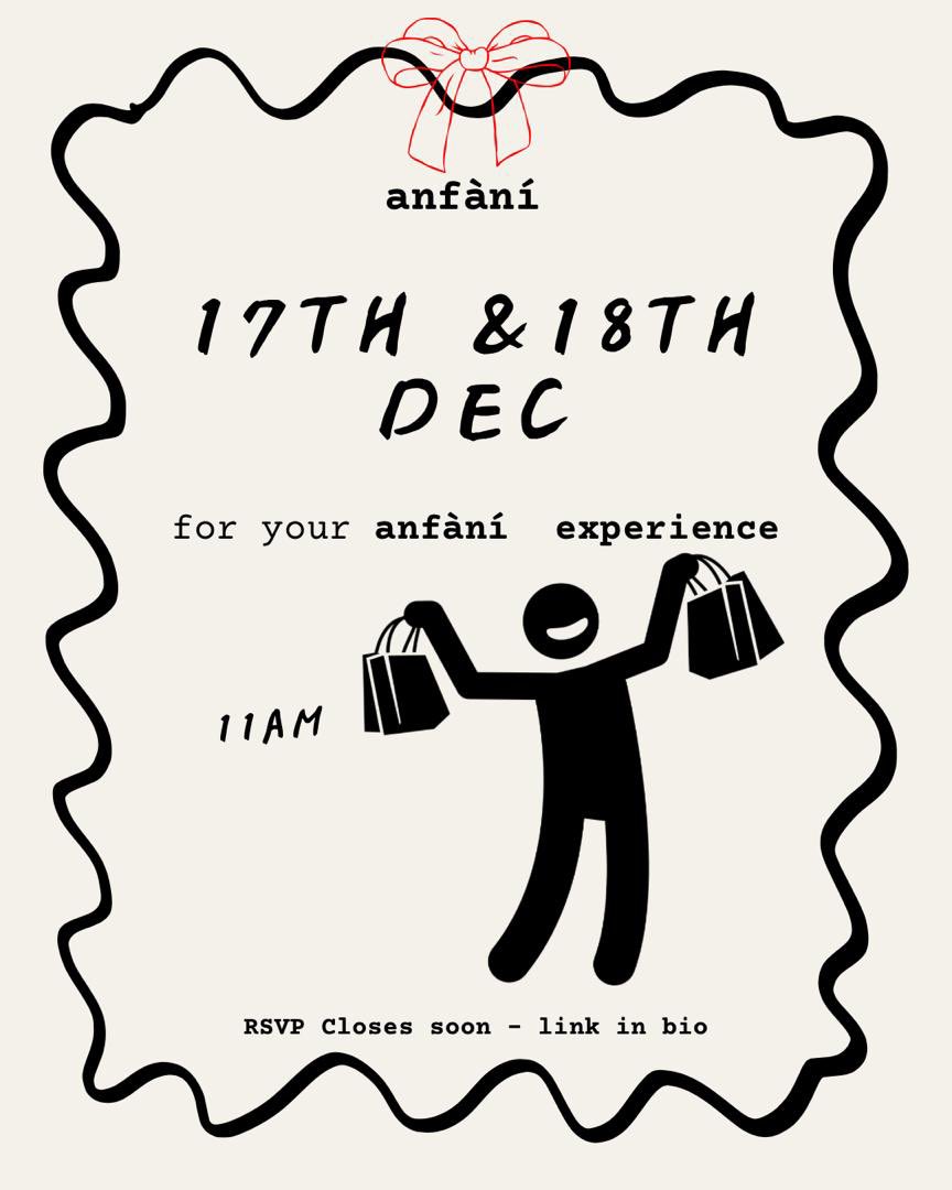 come shop our community favourites at our christmas pop-up on the 17th and 18th of december. rsvp on our sign up list at the link in bio to stand a chance to win N50,000 of a purchase on our site next year. 

see you soon!