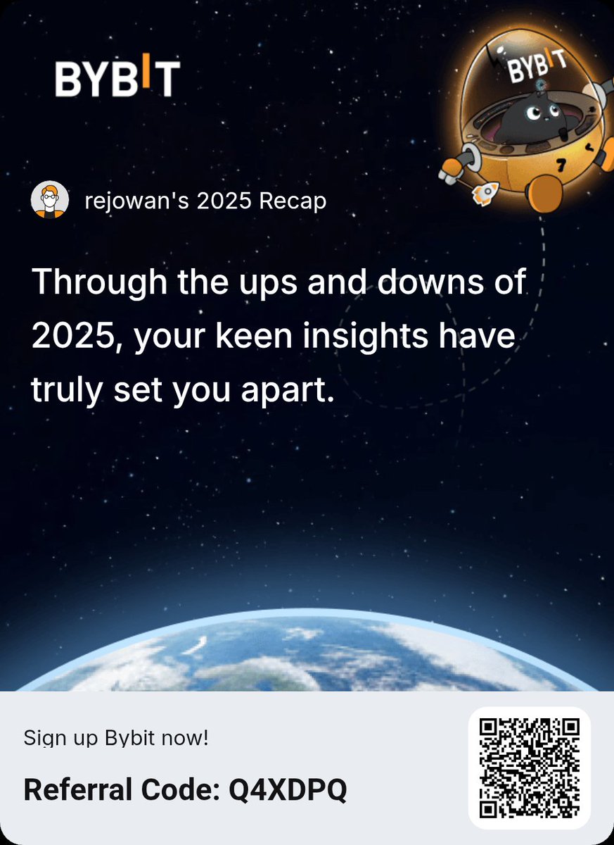 Unlock your 2025 recap and chart what’s next with me! New users can also win a 6,135 USDT reward.
#My2025YearlyRecap #BybitRecap #Bybit2025 #CryptoRecap2025 #BybitRecap2025
 bybit.global/en/recap-2025?…