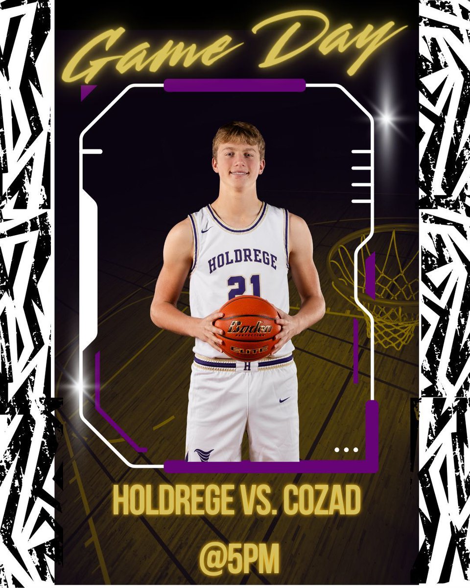 Come out and support our boys basketball team as they take on ￼Cozad at 5! 💜💛