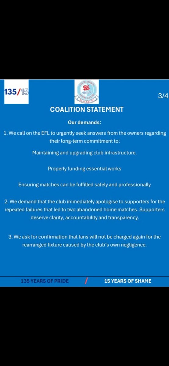 Blackburn Rovers Supporters Coalition tweet media