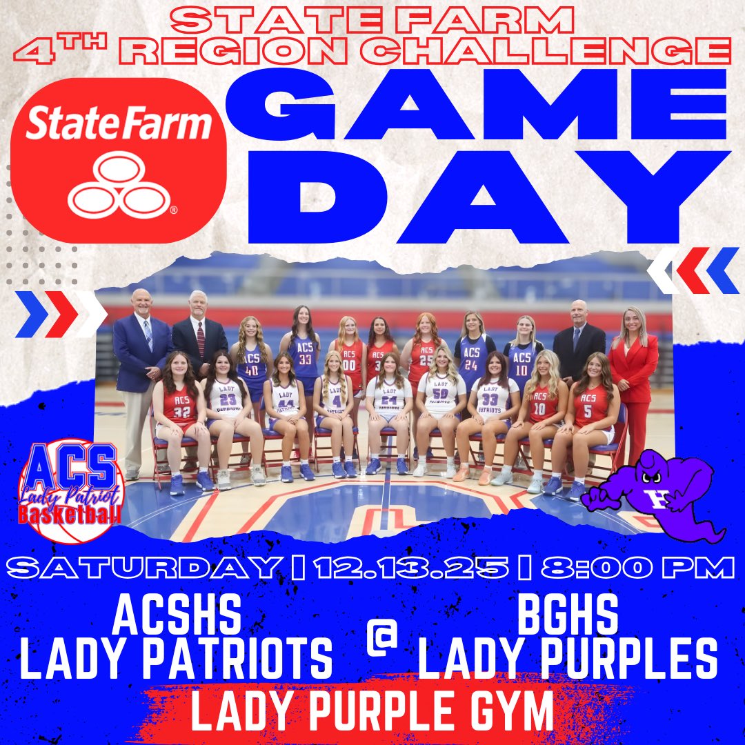 Come out today and watch our Lady Patriots in the State Farm 4th Region Challenge. 

Go check out our Facebook page for links to Tickets (Online Only) (6 &amp; Under FREE) and Live Streaming by The Sporting Times.