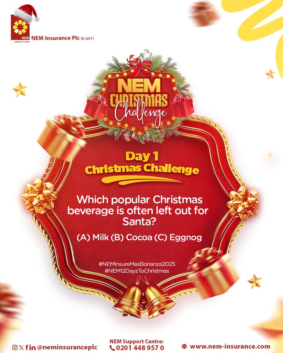neminsuranceplc's tweet image. Day 1! Let’s kick off the challenge
#NEMGiveaway #NEM12DaysToChristmas

How to Win:
1. Participants must be following us on Instagram, Facebook, and Twitter @neminsuranceplc
2. Like this post and share it on your story  (Do not forget to tag us Follow us)