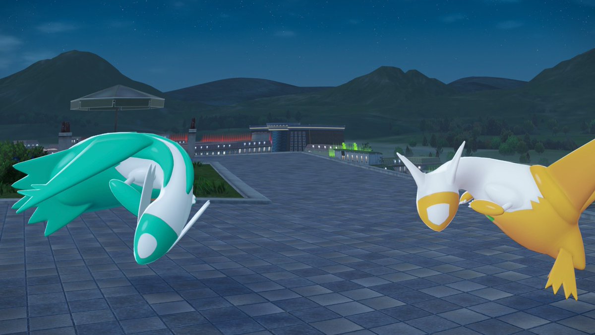 色違いラティオス&色違いラティアス 色違い揃えた記念にベンチで写真