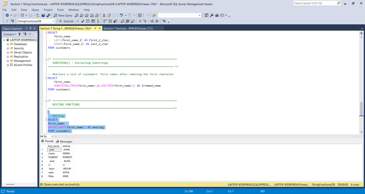PranavG_23_'s tweet image. 📅 Day 17 – Analytics Learning Log

🔹 Python (NumPy):
• Learned fancy indexing &amp;amp; broadcasting
• Solved practice questions

🔹 SQL:
• Learned functions
• String: TRIM, CONCAT, LEFT, RIGHT, UPPER, LOWER, REPLACE, SUBSTRING
• Numeric: ROUND, ABS

#DataAnalytics #Python #SQL