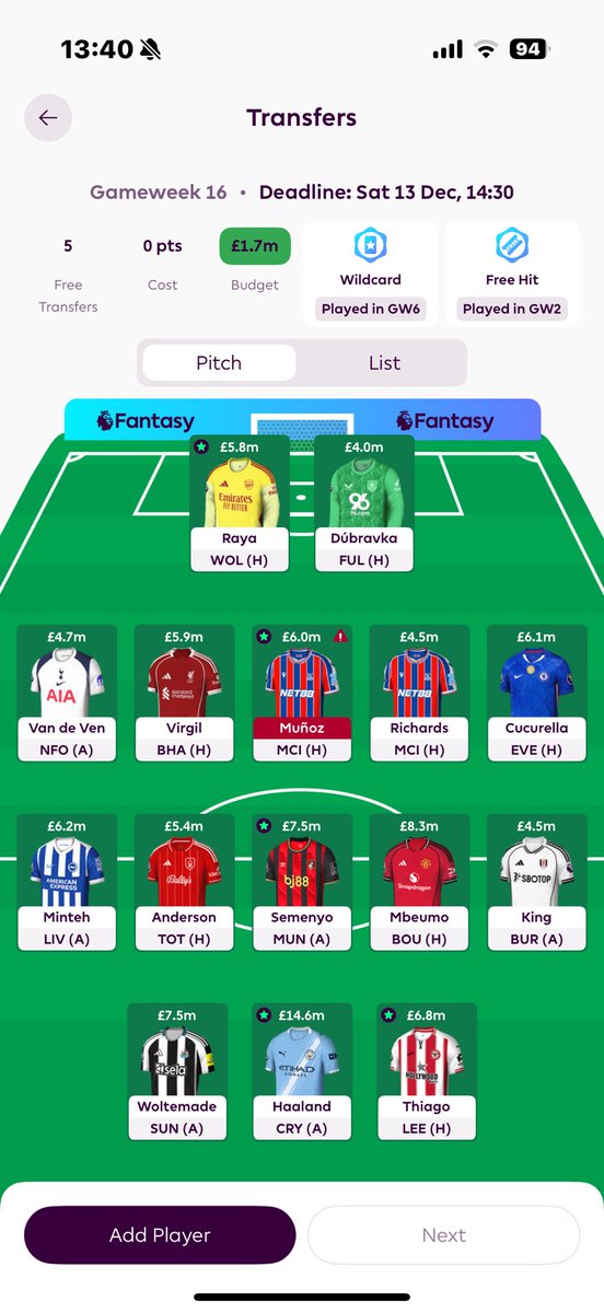 Jeppeeboii's tweet photo. @FPLDalahast1 Såhär ser mitt lag ut för tillfället!!! Vilka byten hade du gjort? https://t.co/SLVBKIozMF