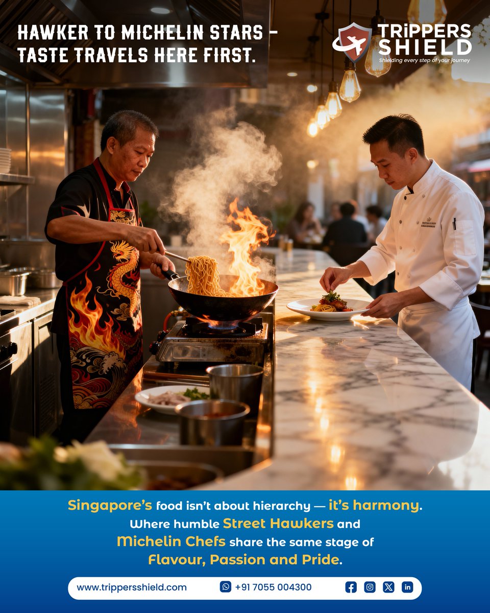 trippersshield's tweet image. In Singapore, food is more than flavour — it’s philosophy.
A harmony of heritage and innovation, where street hawkers and Michelin chefs share the same stage.
Every dish tells a story — of migration, memory, and unity.
#SingaporeFlavours #FeelSingapore #TasteOfUnity