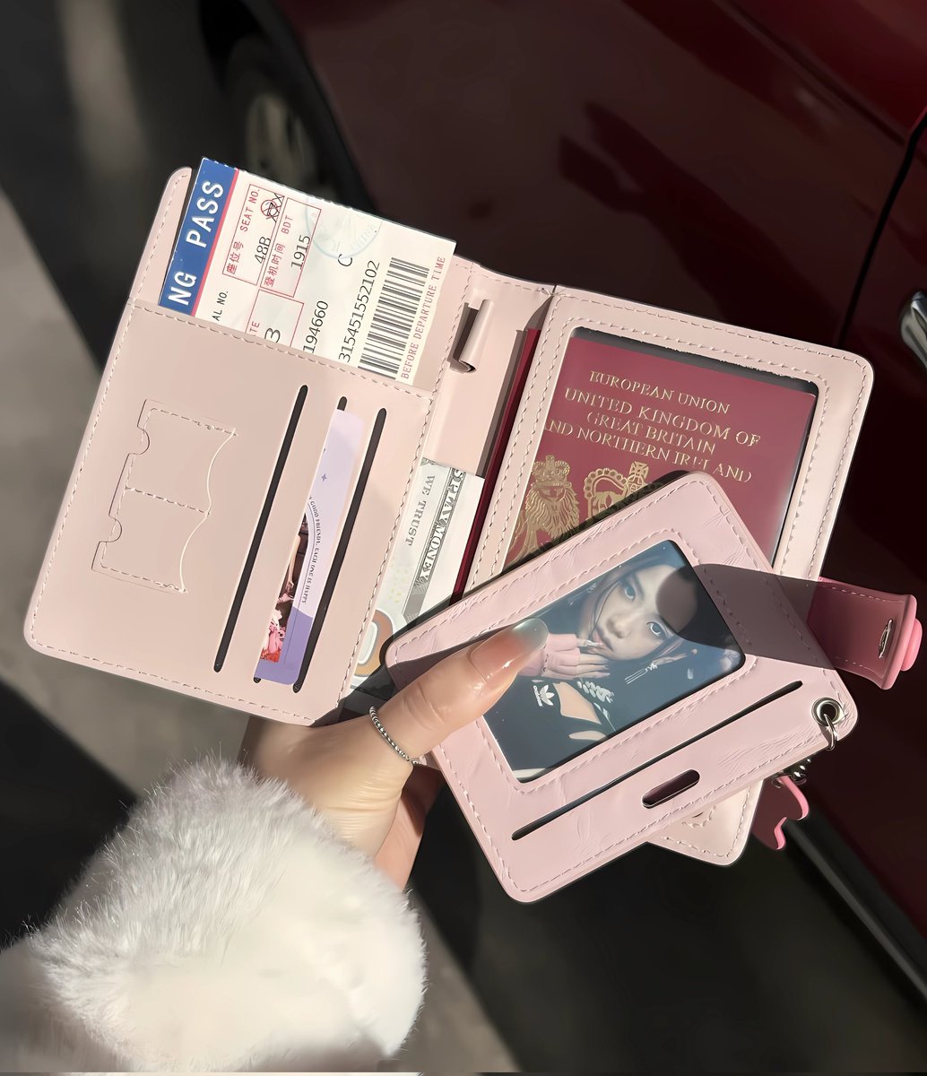 carrying passport holder in something this cute just makes traveling feel softer ✧˚.🎀༘⋆ᡣ𐭩˚