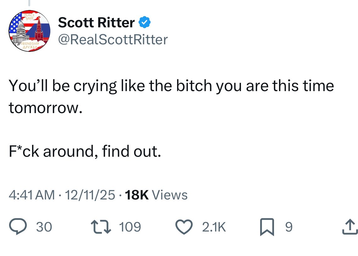 RealScottRitter's tweet photo. @frontlinekit Called it. https://t.co/mSxwNaKpTn