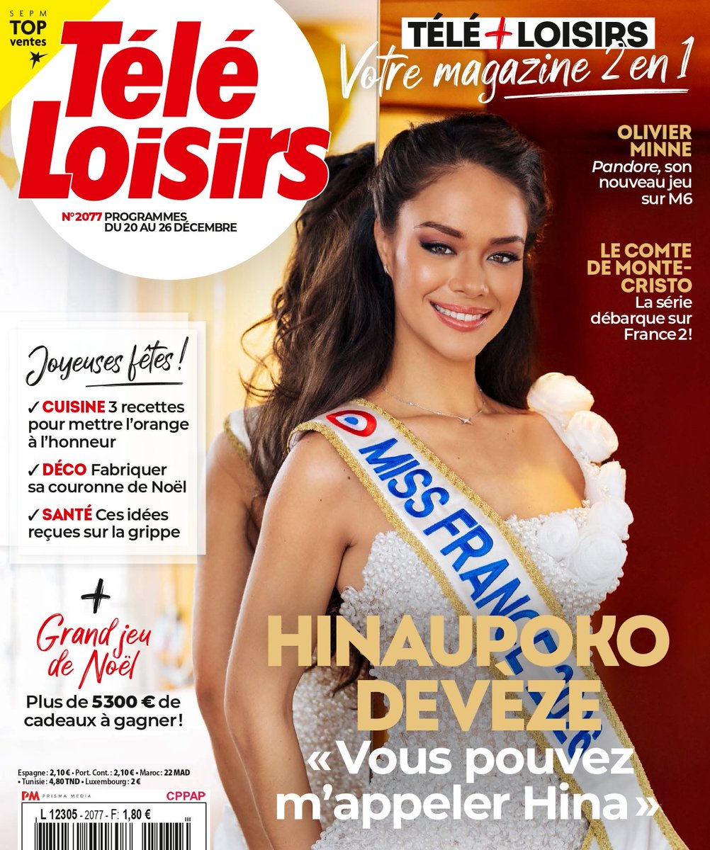 À la Une de <a href="/TeleLoisirs/">Tele-Loisirs.fr</a>, en kiosque ce lundi 15 décembre, la première interview d'<a href="/hinaupokodeveze/">Hinaupoko Devèze</a> que j'ai effectuée quelques heures seulement après qu'elle ait été couronnée #MissFrance2026 👑
Malgré le manque de sommeil, elle me dit des choses plutôt très intéressantes ! ✨️