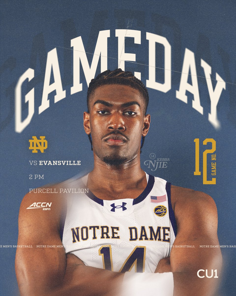 NDmbb's tweet image. in-state battle today!

🆚 Evansville
🕔 2:00 PM
📺 @accnetwork 
📻 @NotreDameRadio

#GoIrish☘️ | @MyCreditUnion1