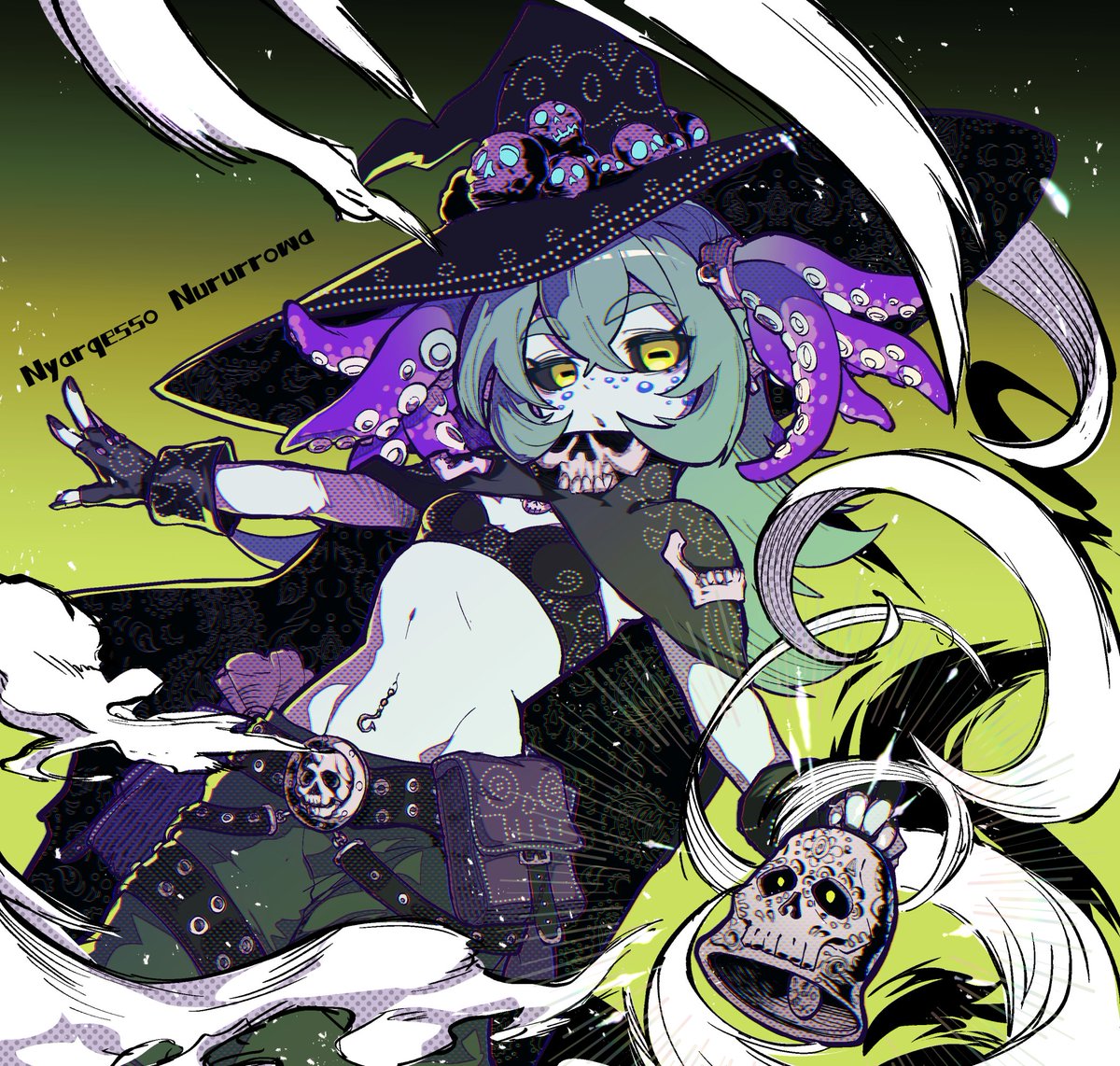 「二ャルゲッソちゃん #オリジナル ネクロマンサー招魂の鐘。」|龍トウのイラスト