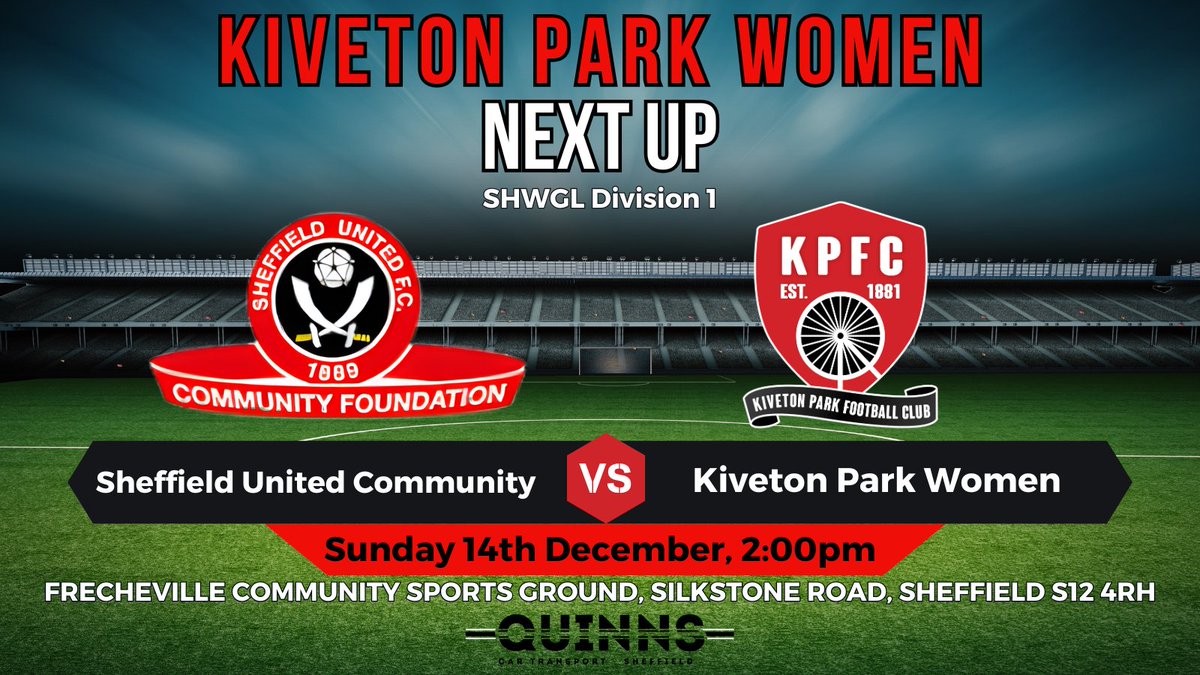 KPFCLadies's tweet photo. ⚽ NEXT UP ⚽

Kiveton Park Women return to action on the road this Sunday 🚌

🆚 Sheffield United Community Foundation
🏆 @shgcl Division 1
📍 Frecheville Community Sports Ground, S12 4RH
⏰ 2pm KO

🔴⚫👊

#UpTheKivo #KivetonParkWomen #WomensFootball https://t.co/IzCntLeKEB