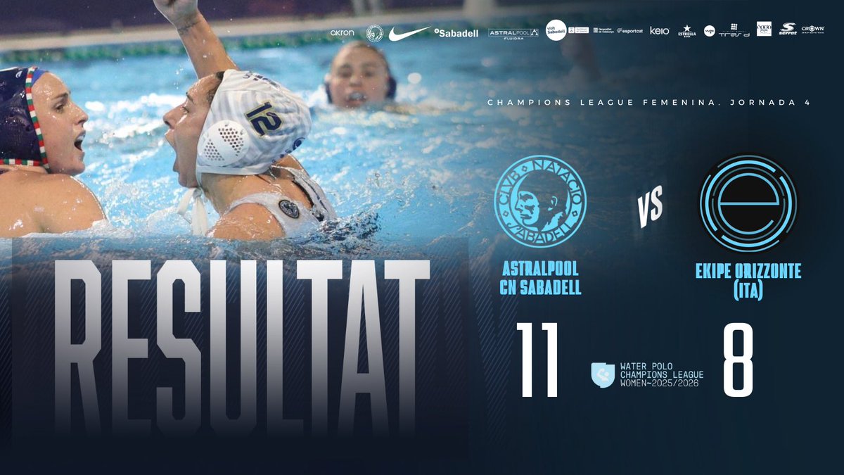 👉🏼✅🤽🏻‍♀️VICTÒRIA de l’Astralpool CN Sabadell 11-8🆚Ekipe Orizzonte a la quarta jornada de la Champions League
Seguim equip!!
#somcnsabadell⚪️🔵