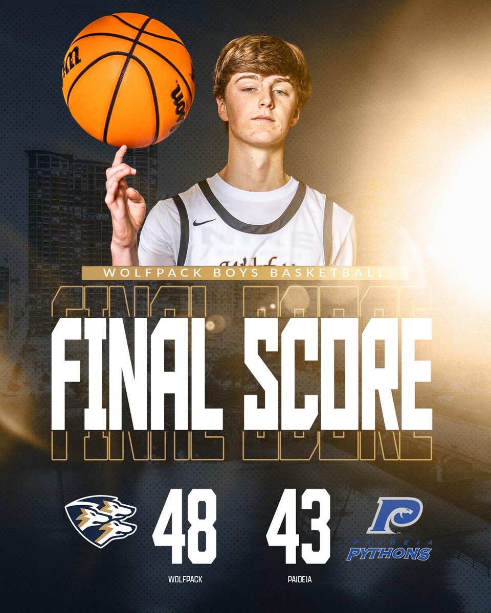 WAWolfpackMBB's tweet photo. Doesn’t have to be pretty, just has to get done.  Big road region win vs Paideia.  @iankelly2027 took over in the 4th. Defense, Toughness, Rebounding💣🐕🧱#FaithOverFear #BAMN https://t.co/neun692Ffu