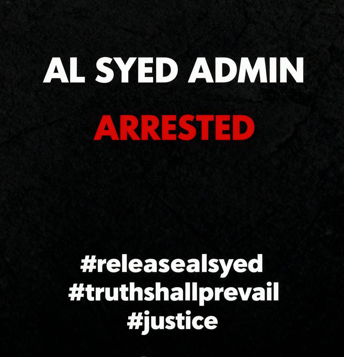 AGAINSTcrime111's tweet photo. But truth does not rot in prisons. Voices do not die in chains. Justice may be delayed, but it is never defeated.

✊ The truth will rise.
 The voice will echo. 
Justice will prevail.

#ReleaseAlSyed
#TruthShallPrevail
#Justice
#TruthIsNotACrime
#VoiceOfTruth https://t.co/DjMaFKyXh3