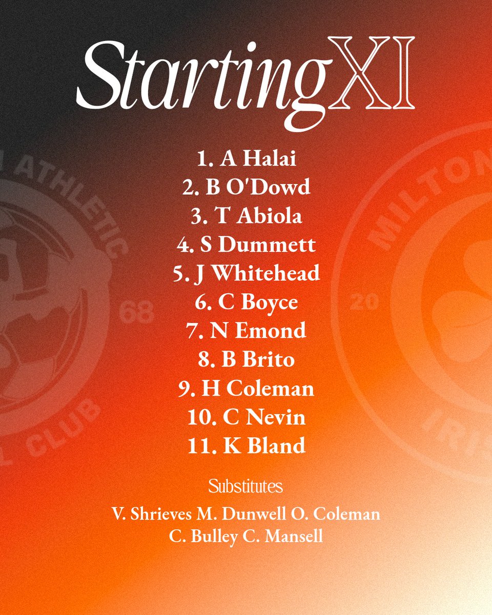 ☘️⚽️ | STARTING XI!

Here’s how the Irish line up for this afternoon's <a href="/BerksandBucksFA/">Berks & Bucks FA</a> Cup match against <a href="/TheKennyMen/">Kennington Athletic Mens</a>