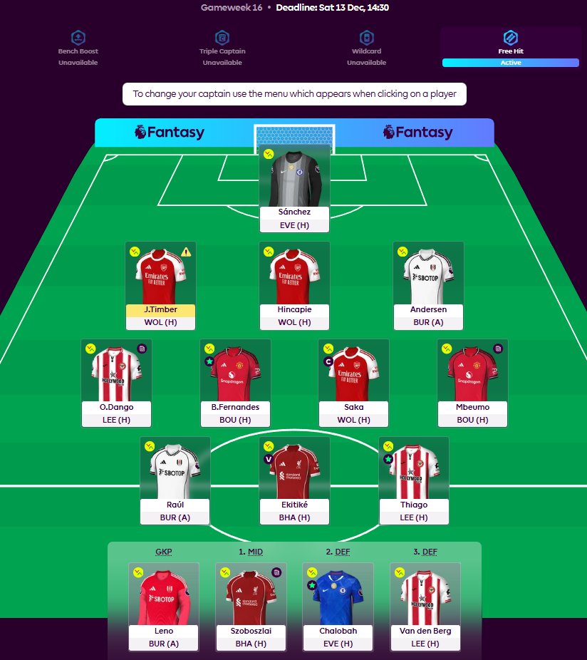 xjasx6's tweet photo. GW16 Free Hit Active 👀
#GW16 #FPL #FPLCommunity https://t.co/iKVkT8wtJt