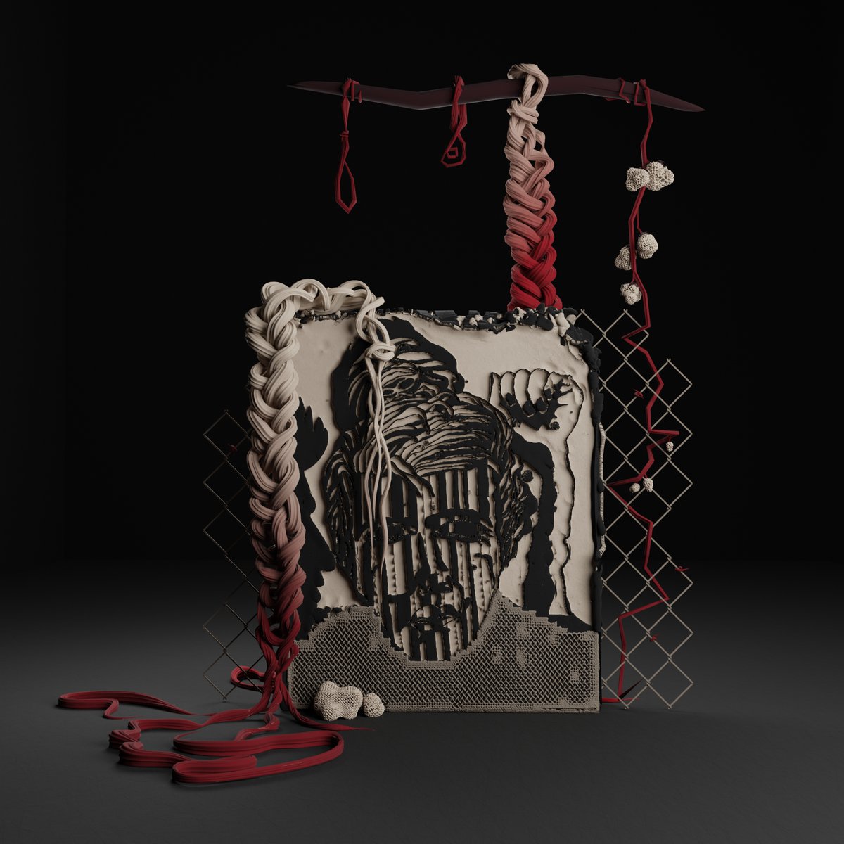 My Collaboration NFT with <a href="/HeadP0wer/">𝐇𝐏🐯S◎L</a> 

It's a combination of physical painting and 3D textile .
🔴in 10 editions
🔴on <a href="/objktcom/">objkt</a> 
🔴glb 
⭕️22 Tez
objkt.com/tokens/KT1Aqev…