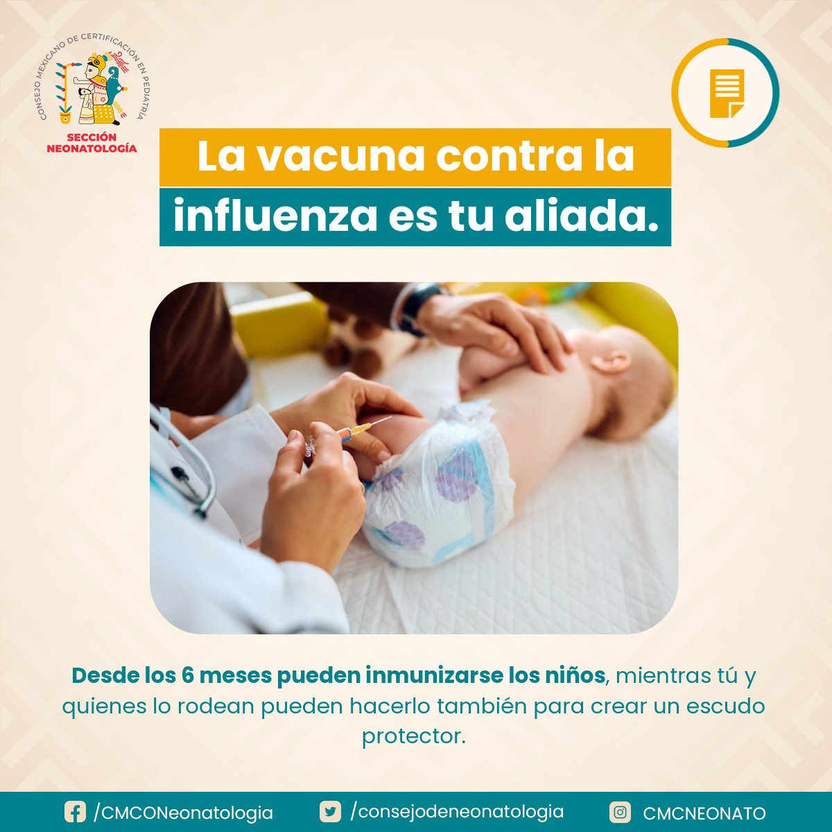 La vacuna contra la influenza es tu aliada. Desde los 6 meses pueden inmunizarse los niños, mientras tú y quienes lo rodean pueden hacerlo también para crear un escudo protector. Dar el paso a tiempo reduce hospitalizaciones y salva vidas.